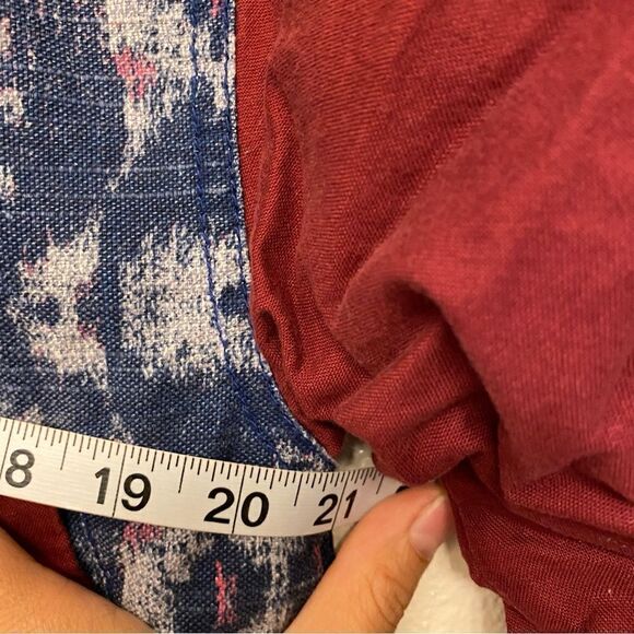 Free People varsity of dreams bomber jacket blue red cotton linen blend S - Picture 8 of 9